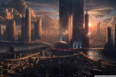 Futuristic Cityscape HD Desktop Wallpapers : Widescreen ...