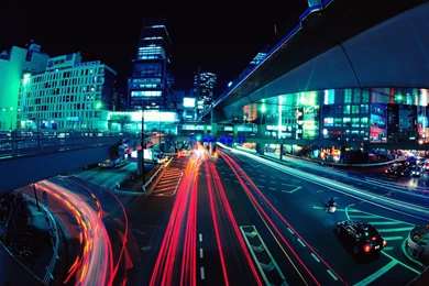Light Tokyo Cityscapes Streets Night Buildings Traffic Long ...