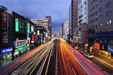 Japan Cityscapes Streets Night Long Exposure Wallpapers