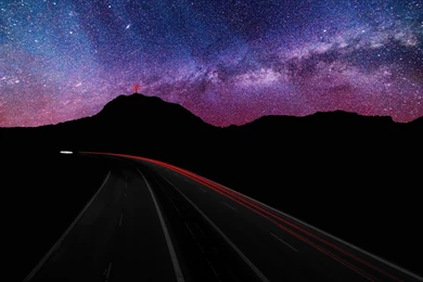 Blue Mountains Landscapes Nature Night Stars Purple Hills Roads ...