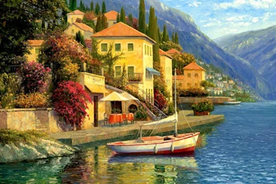 LAKE COMO BLOSSOM WALLPAPER (