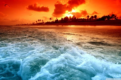 Tropical Beach Sunset HD Desktop Wallpapers : High Definition ...