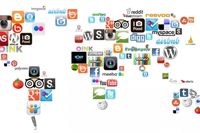 Wallpaper: Social Media, World Map, Design, Icons, Internet Wallpapers