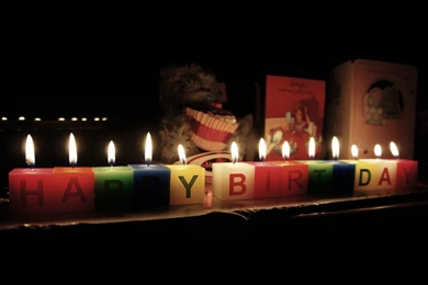Happy Birthday, Colorful Candles, Night, Light, Cards, Bear Toy ...