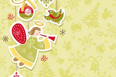 Christmas Card   Paper Cut Angel, Bird And Christmas Ball On ...