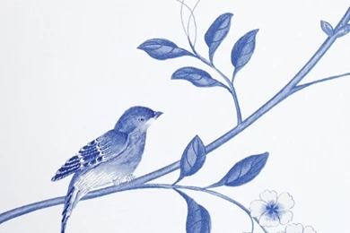 Pavilion Floral Wallpapers Indigo