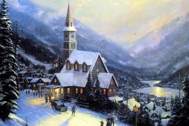 Free Wallpapers   Free Holiday Wallpapers   Christmas Eve Painting ...