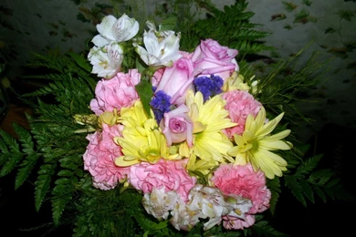 Download Wallpapers Roses, Carnations, Alstroemeria, Chrysanthemum ...