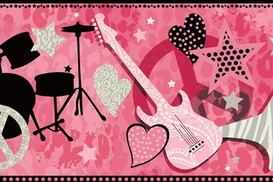 Pink Rock Star Guitar Wallpapers Border