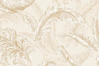 Gilded Feather Cream/Gold Wallpapers By Julien MacDonald