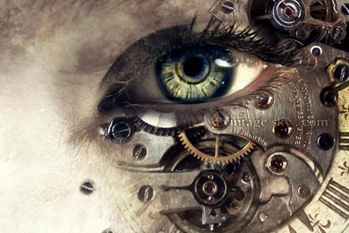 Steampunk Cyborg Eyes Gear Cogs Wallpapers