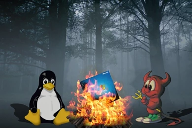 Linux And Unix Fire Windows Logo