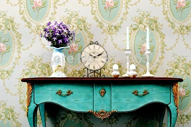 3D Activated Carbon Classic Damask Flocking Wallpapers Vintage ...