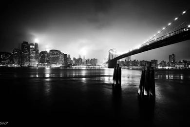 New York At Night And The Brooklyn Bridge Wallpapers