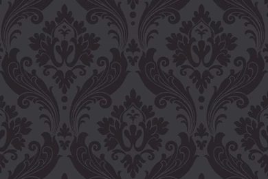 Vintage Damask Black Flock Wallpapers