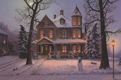 Snowy Cottage Wallpapers