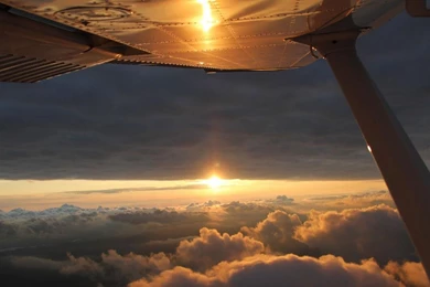 Sunset Clouds Cessna Skyhawk Wallpapers