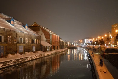 Otaru Night View Canal And Light Wallpapers