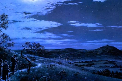 Download Wallpapers 1920x1080 Night, Moon, Travelers, Trail, Nature ...