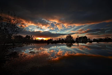 Nature Dark Sunset Night Lakes Reflections Hdr Photography ...