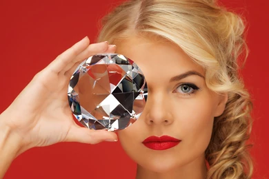 Download Wallpapers 3840x2160 Girl, Diamond, Red Backgrounds ...