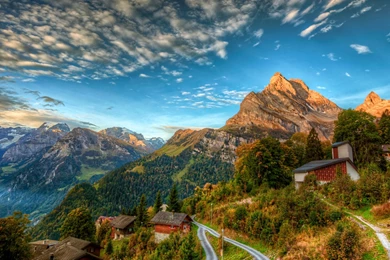Houses On Swiss Alps 2560x1600 HD Wallpapers