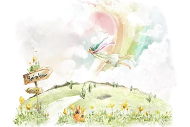 Wallpapers Cartoon Girl Image Flying Hand Painted Free 1024x768 ...